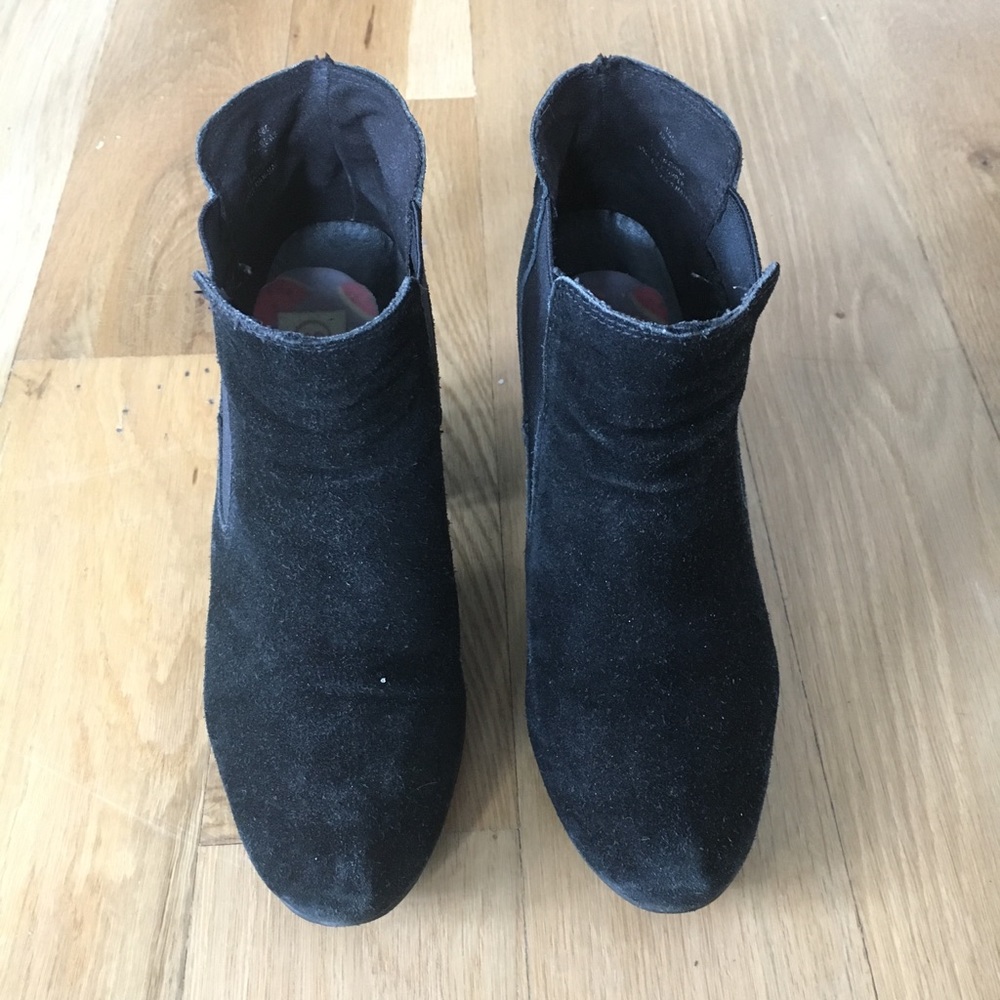 Black faux suede booties